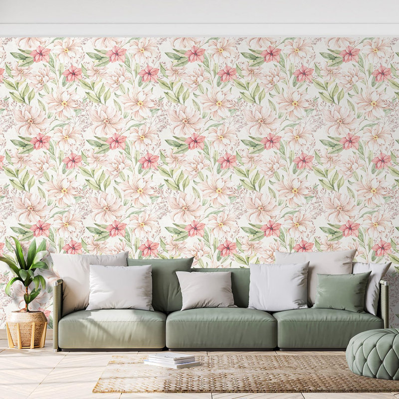 Bordure florale pelez et collez, L 100 po x l 144 po