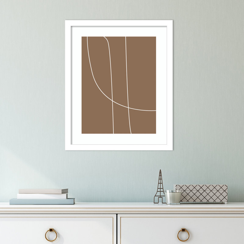 «Modern Line Abstract 1 Mushroom Brown» par The Creative Bunch, reproduction d'art sur châssis, H 17 po x l 14 po x P 0,8 po