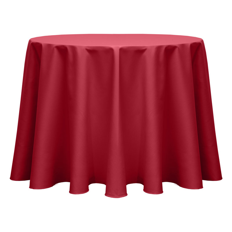 Cotton Twill Round Tablecloth, 1, Red, 108" L x 108" W