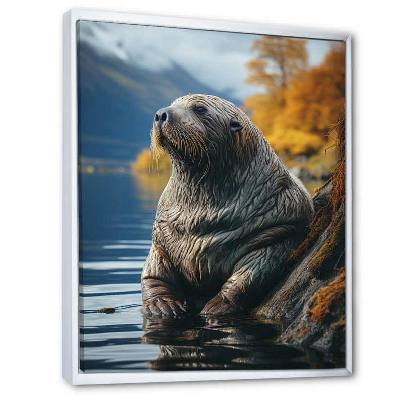 Morse des reflets côtiers sur toile, H 40 po x l 30 po x P 1,5 po, Cadre flottant blanc