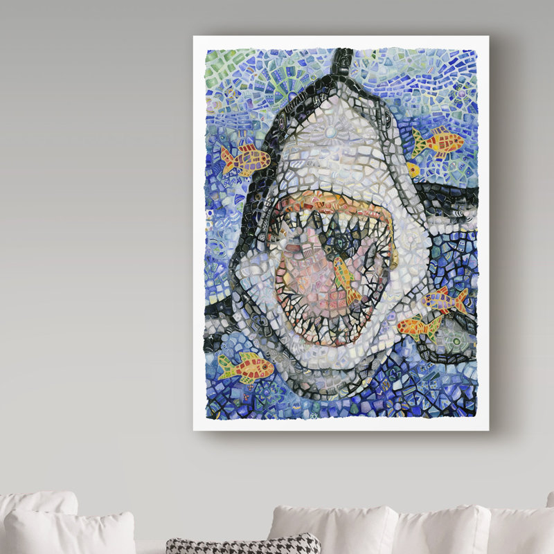 « great white centered », reproduction de peinture à l’acrylique sur toile tendue, H 24 po x l 18 po x P 2 po