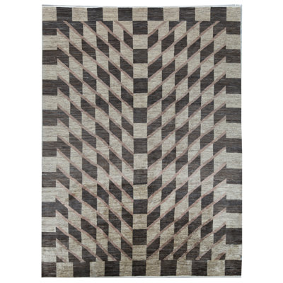 Hand-Knotted High-Quality Brown and Beige Area Rug