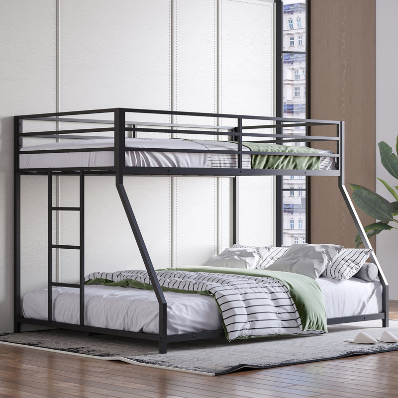 Lit superposé en métal avec escalier amovible, structure robuste robuste pour adolescents et adultes, adolescents, aucun sommier nécessaire