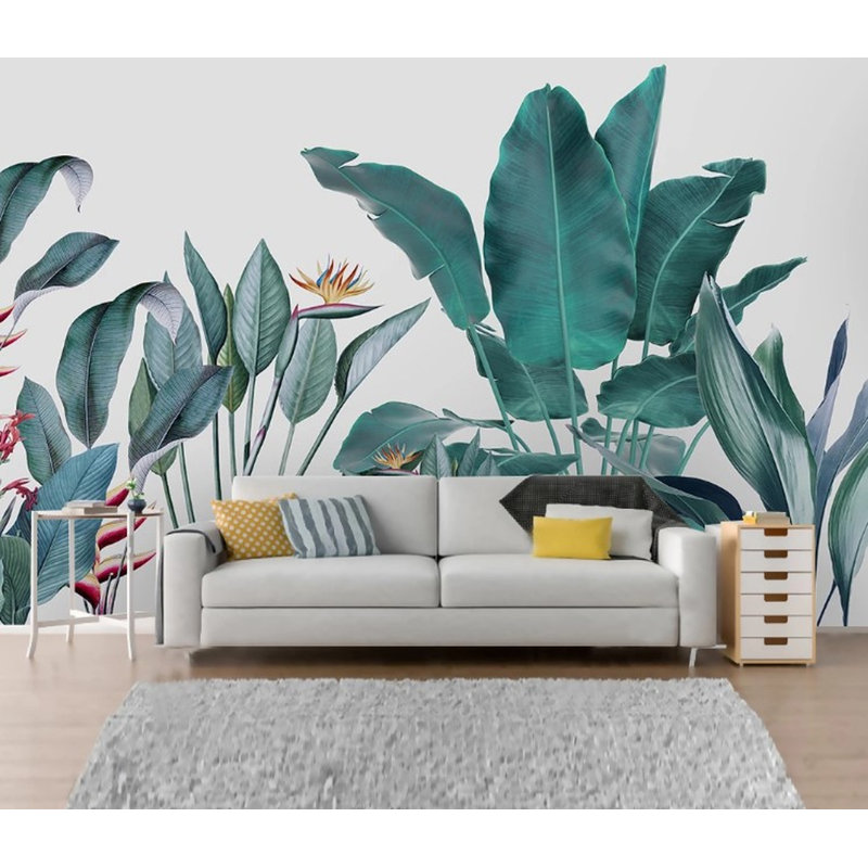 Papier peint amovible exotique feuilles de palmier tropical, L 9 po x l 15 po