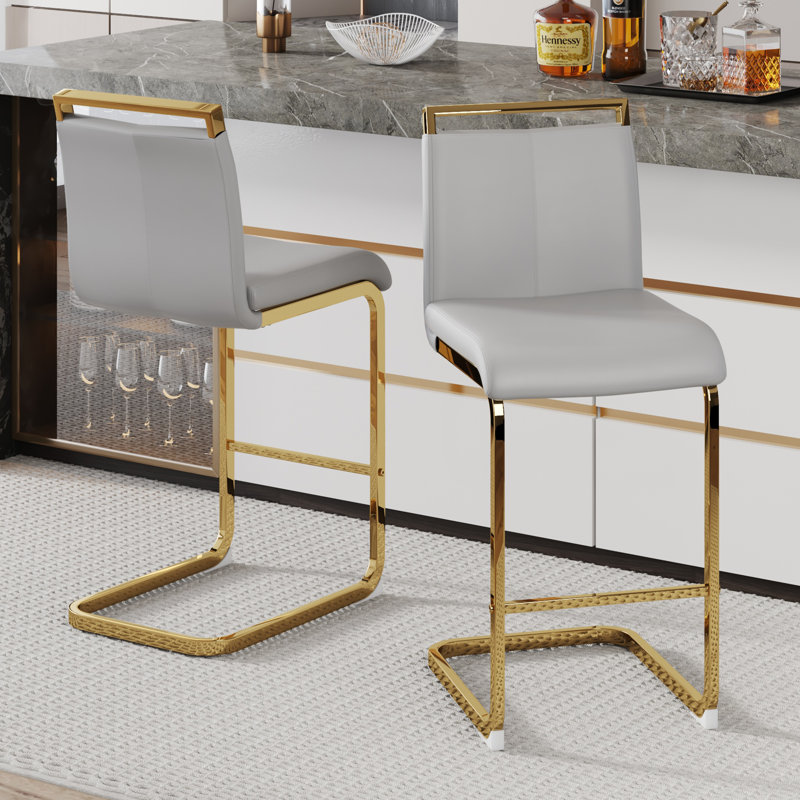  Jeileen 25'' Counter Stool (Set of 2), Light Gray