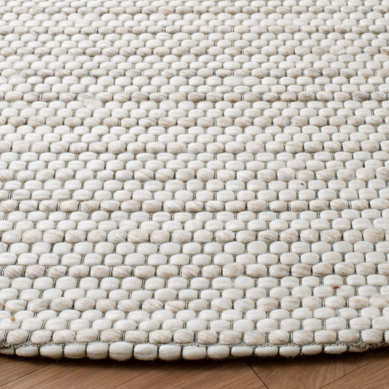 Tapis brun clair / ivoire en laine à tissage plat Roque, Rond 6 pi