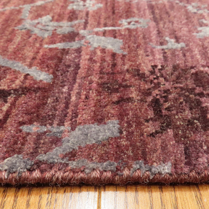 Amour Hand Knotted Area Rug in Purple, Rectangle 4' x 6'