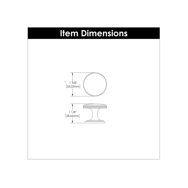 Poignée ronde American Diner - bouton d'armoire en nickel satiné de 1 3/8 po de diamètre - Quincaillerie transitionnelle et traditionnelle pour tiroirs et armoires