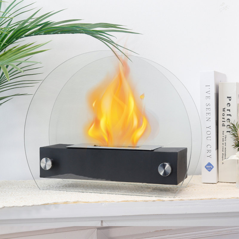 Kevondra Bio-Ethanol Outdoor Tabletop Fireplace with Flame Guard