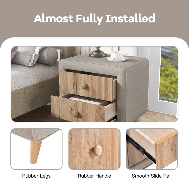 Table de chevet Krynn, Beige