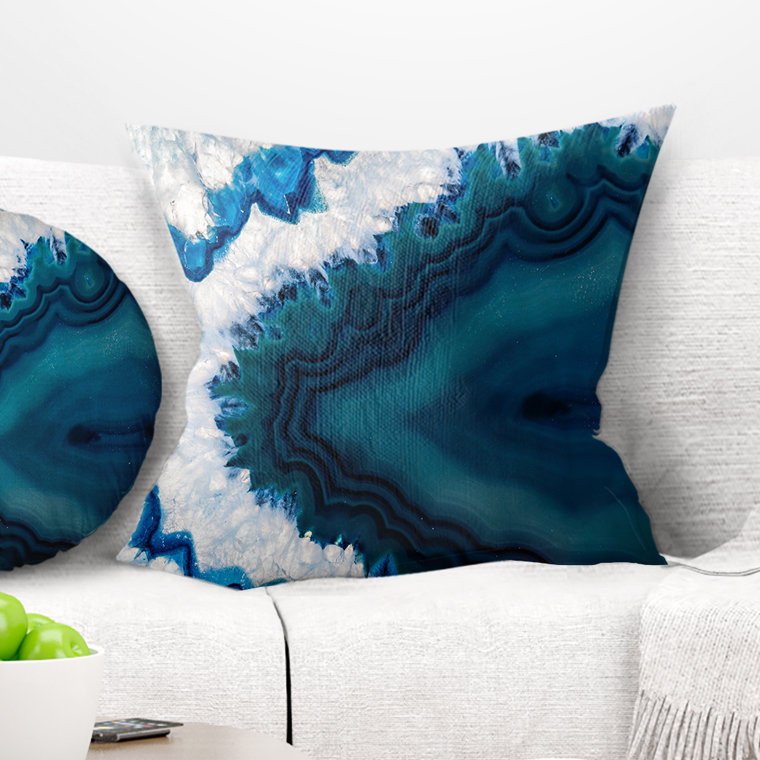 Blue Brazilian Geode - Abstract Printed Pillow, 18" x 18", Throw Pillow