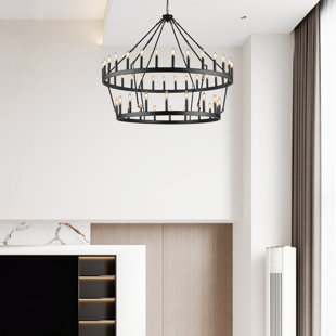 48- Light Dimmable Lantern Wagon Wheel Chandelier