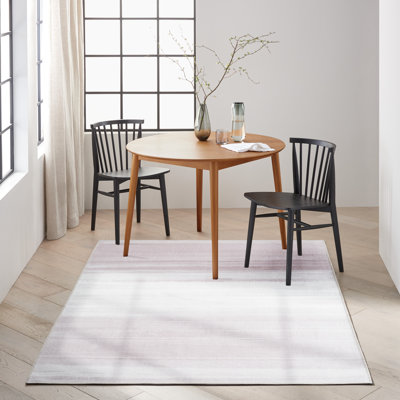 Tapis en coton / polyester abstrait lavable à la machine en crème / ivoire