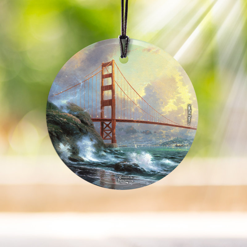 Décoration de cercle en verre suspendu thomas kinkade san francisco, golden gate bridge starfire