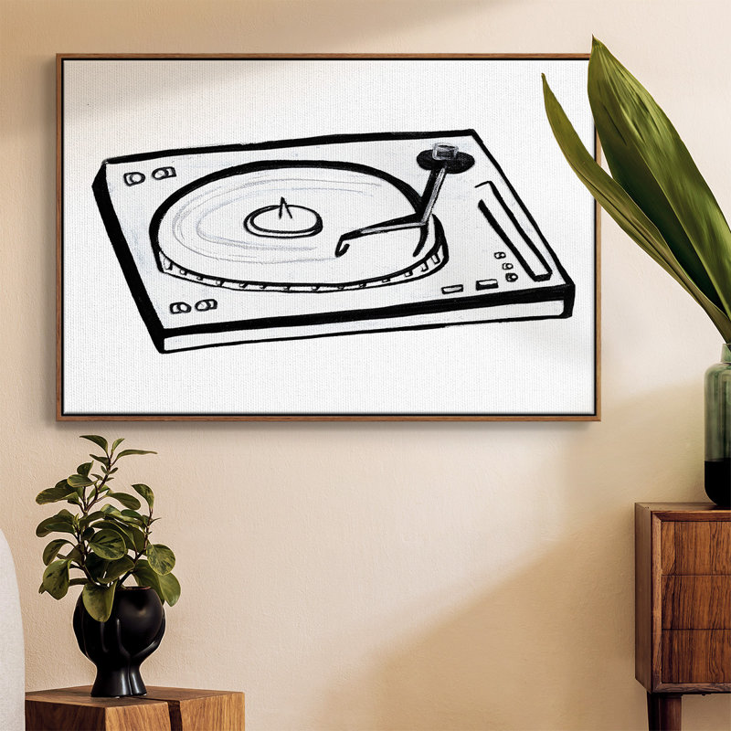 Esquisse en vinyle, H 17 po x l 25 po x P 2 po, Toile avec cadre noyer