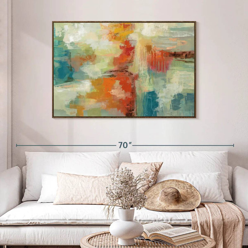 Récif de corail, 46 po x 31 po, Cadre flottant noyer