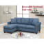 Canapé modulaire réversible en polyfibre bleu capitonné