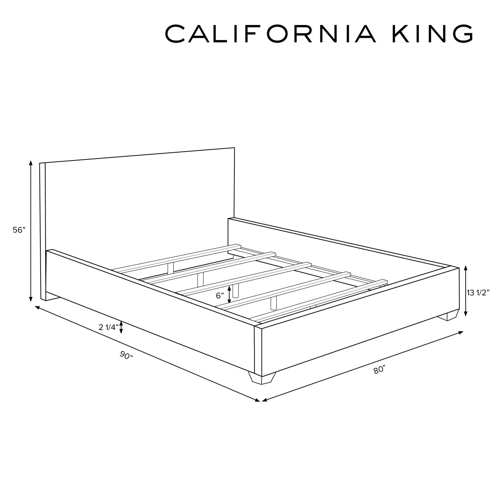 Allis Wingback Bed, California King, Vine Stripe Dusty Blue