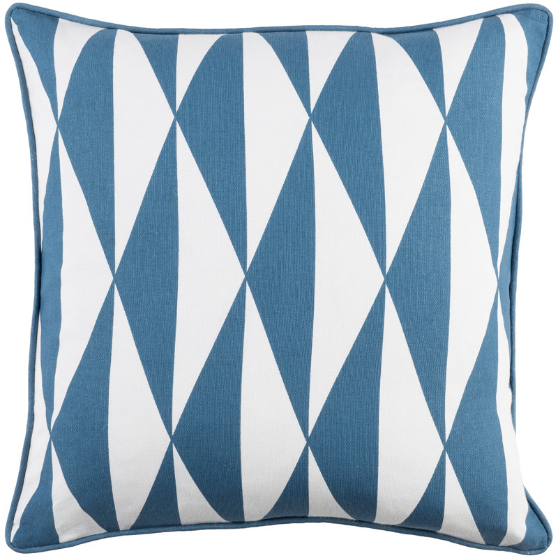 Inga Blue and White Geometric Cotton Throw Pillow Set