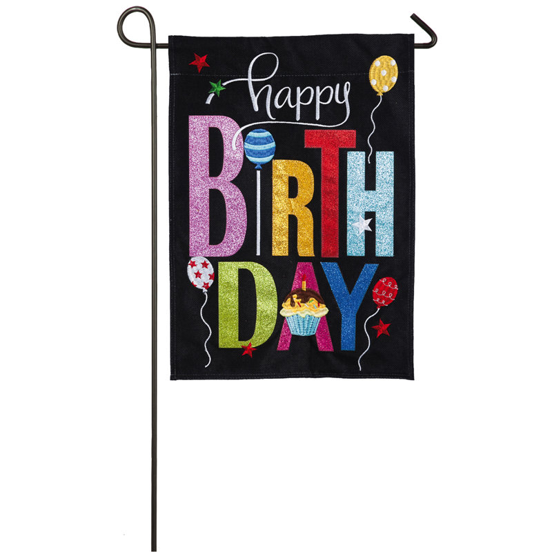 Petits gâteaux 2 côtés en polyester 18 x 13 po happy birthday drapeau de jardin