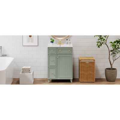 Meuble-lavabo de 24 pouces - Pieds en bois massif et meuble-lavabo moderne
