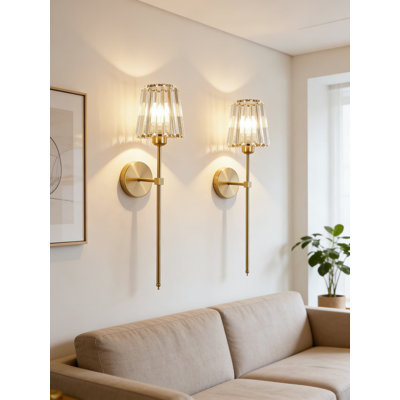 Ensemble d'appliques murales rechargeables sans fil avec 2 lampes murales en cristal à intensité variable avec télécommande, 12 couleurs RVB et 3 lampes murales CCT, à piles USB pour le couloir du salon