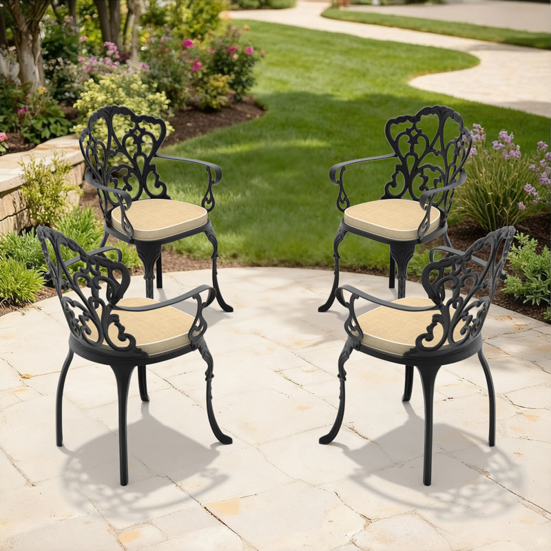 Chaises de salle à manger en aluminium durables, élégance extérieure confortable