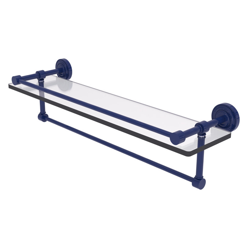 Dottingham Floating Shelf with Towel Bar, Mediterranean Blue