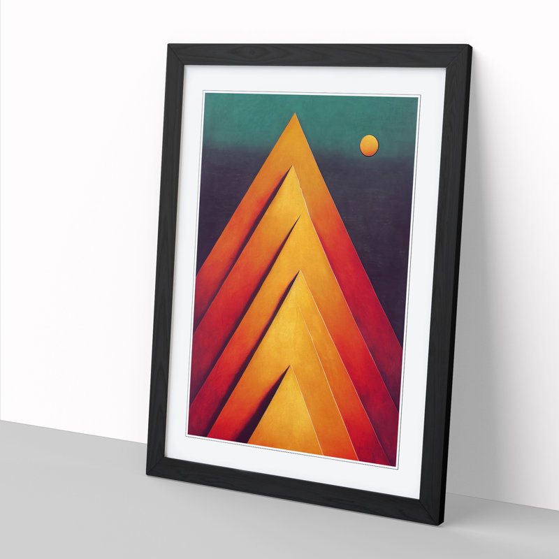 Surreal Mountains - Single Picture Frame Print, 46cm H x 34cm W x 2cm D, Walnut