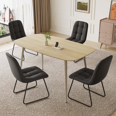 55.1'' Rectangular Dining Table Set, Modern Kitchen Table Set For Kitchen, Dining Room, Home Furniture(1 Table 4 Chairs)