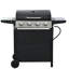 Barbecue au propane à 4 brûleurs, en acier inoxydable 34 000, avec couvercle, deux tablettes et roulettes transportables pour la terrasse