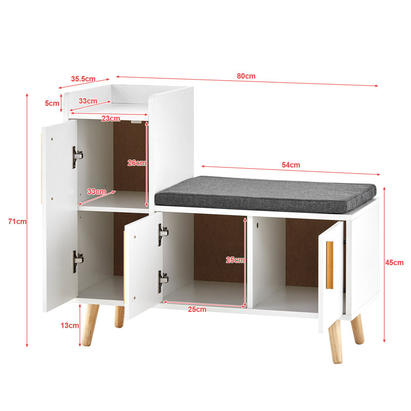 8 Pair Shoe Storage Cabinet, White