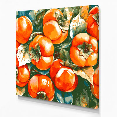 Fruit, persimmon, art mural sur toile vert