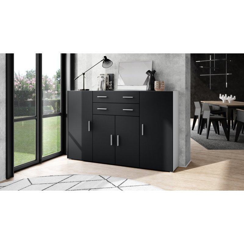 McCammon 166.5 cm W Chest of 2 Drawers, White/Matte Black