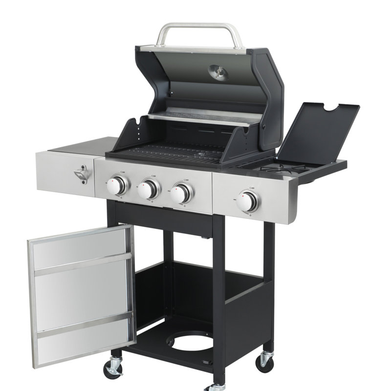 Barbecue au gaz propane à 3 brûleurs avec brûleur latéral 37230BTU avec grilles de cuisson en fonte émaillée
