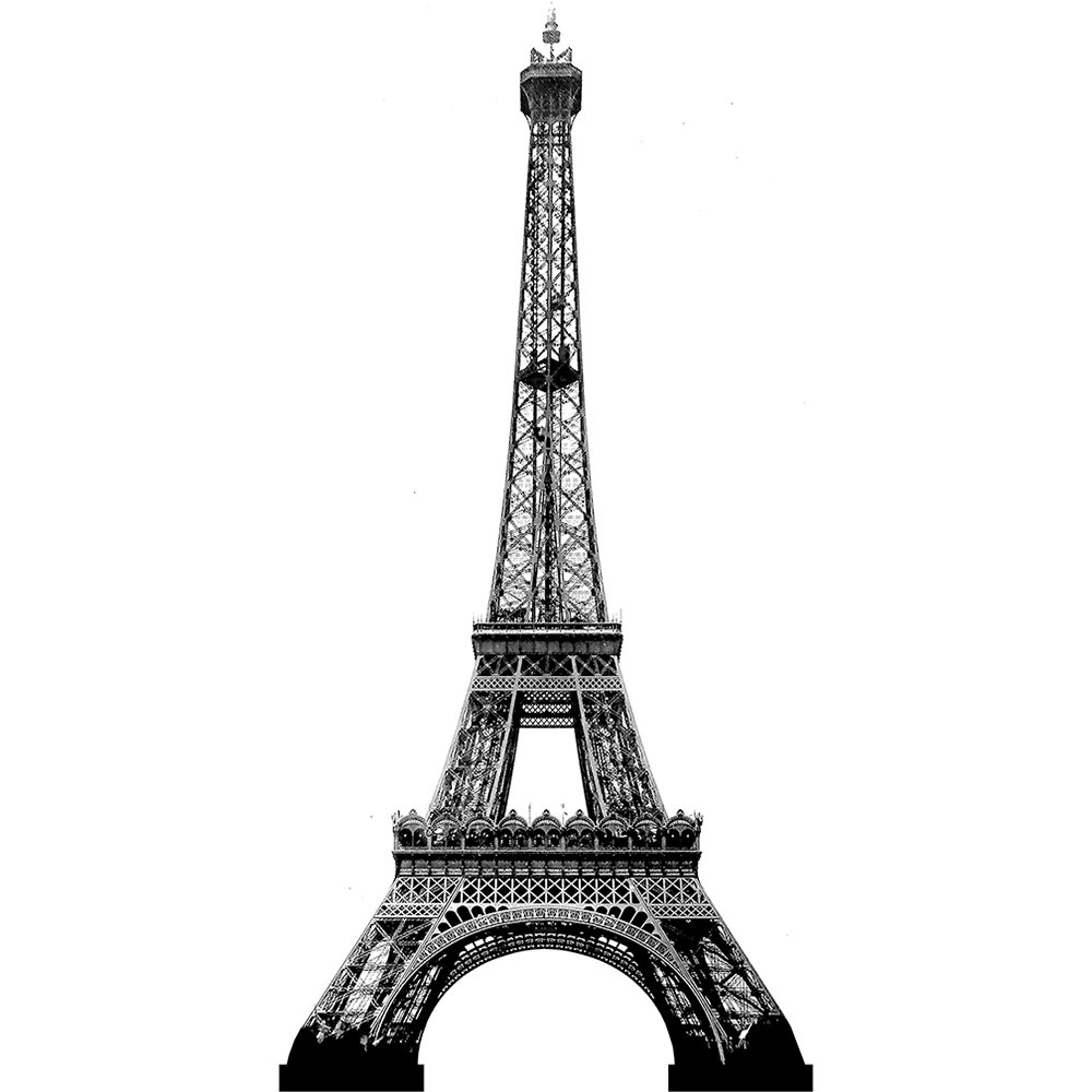 Wet Paint Printing H13170 Eiffel Tower Black And White Silhouette