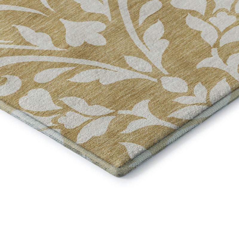Premium Machine Washable Prisco Gold Rug, Rectangle 9' x 12'