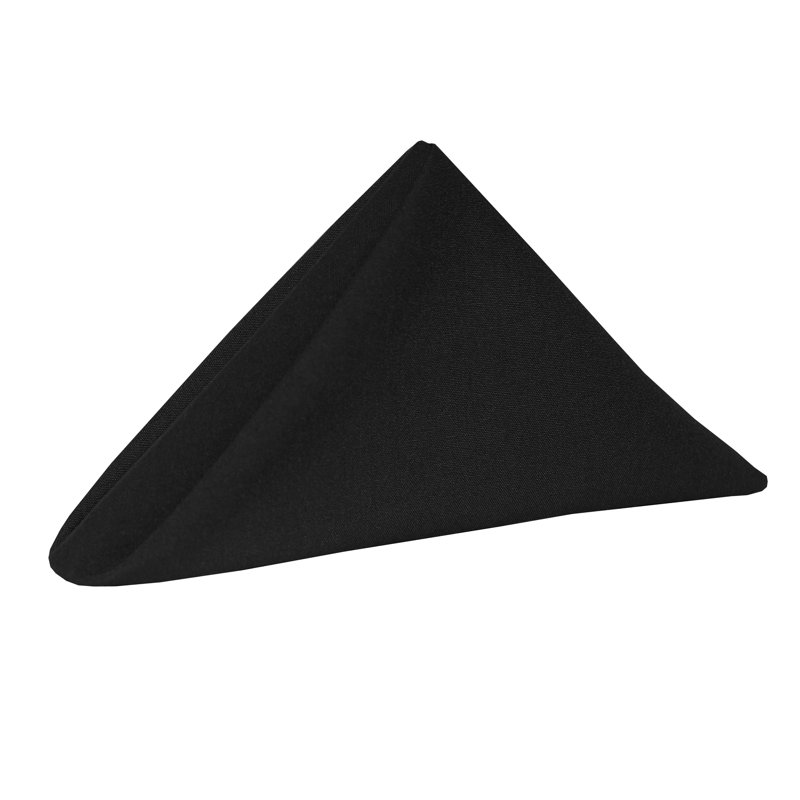 Aizhan Polyester Square Napkin, Black, 10" x 10"