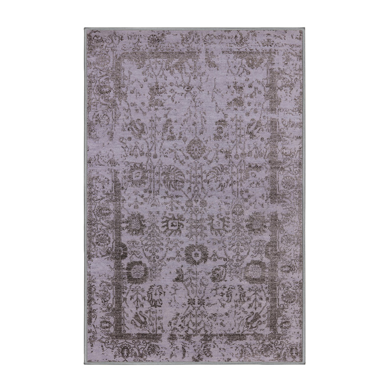 Tapis oriental noir / gris Shaunna, Tapis de couloir 2 pi x 5 pi