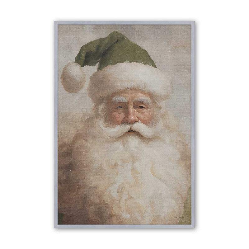 Père Noël par Jo Moulton, reproduction d'art sur toile, H 17,5 po x l 13,5 po, Papier avec cadre ouvert sans passe-partout