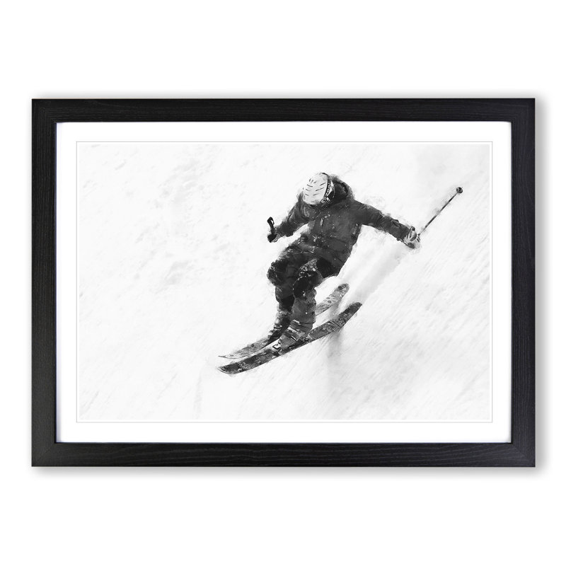 Skiing Vol.2 - Picture Frame Graphic Art, Black Framed, 27cm H x 36cm W x 2cm D