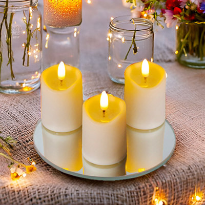  Battery Operated 3D Wick Flame Mini Pillars - 6 Piece