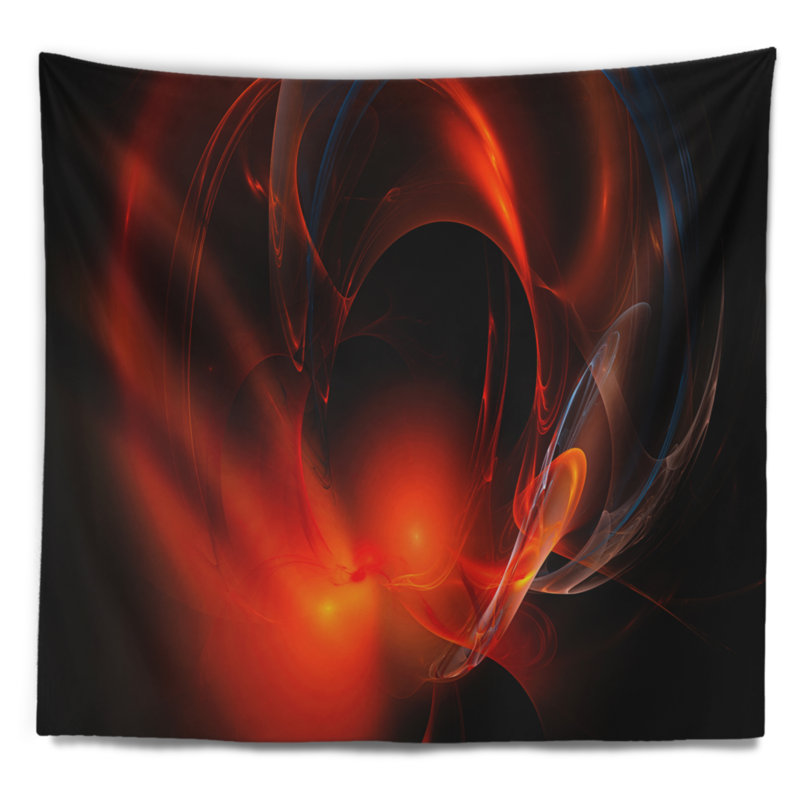 Nébuleuse galactique rouge abstraite sur tapisserie noire, H 50 po x l 60 po