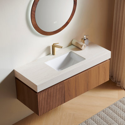 Meuble-lavabo simple en contreplaqué et en bois massif