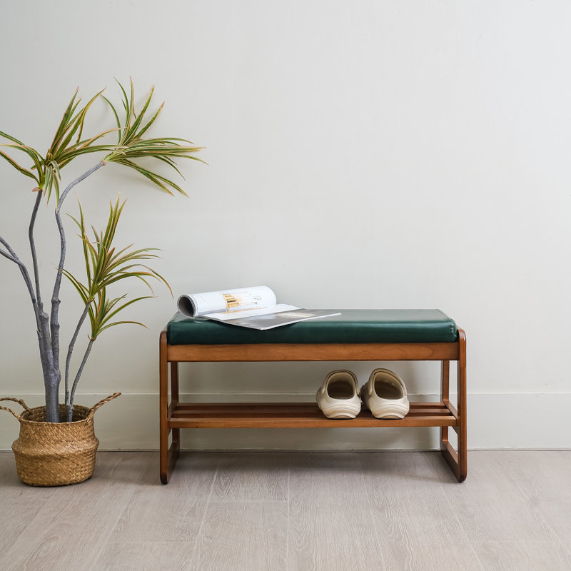 Banc de rangement en similicuir, Vert, H 16,54 po x l 31,5 po x P 14,17 po