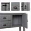 Console, buffet, bois de pin massif rétro 48 po avec 2 tiroirs, armoires et tablette inférieure, gris antique | Structure robuste | Assemblage facile-378509825