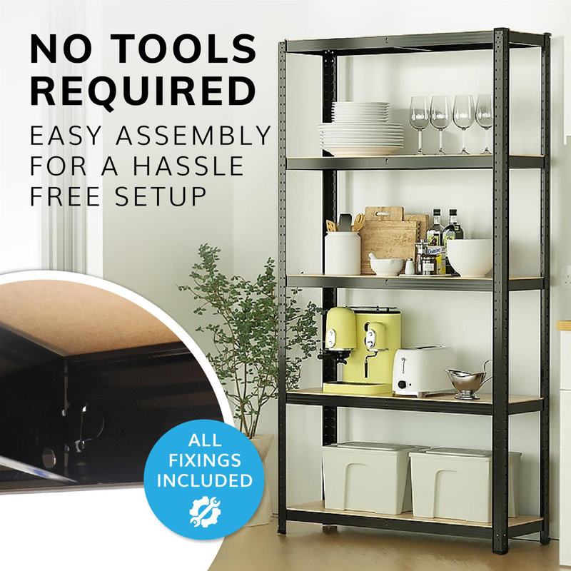 5 Tier Metal Shelving Adjustable Unit 180 H, Black