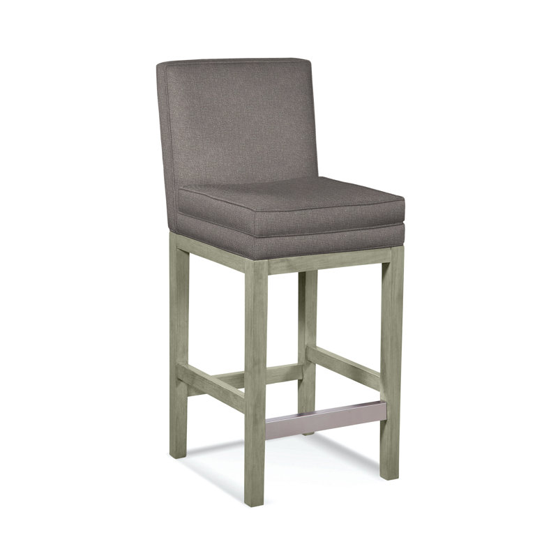 Upholstered Stool, White Textured Performance; 0865-91, Greystone Finish