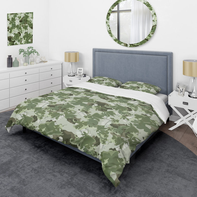 Camouflage vert tendance - ensemble de housse de couette abstrait - microfibre de polyester
