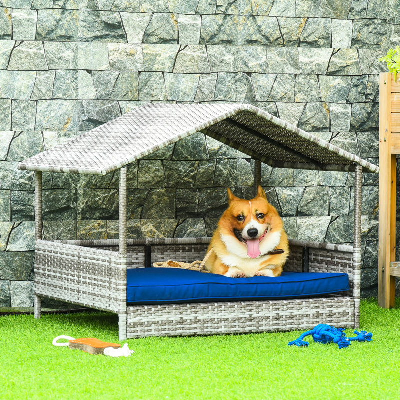 Niche pour chien bleu foncé avec auvent - Confortable pour les chiens de petite et moyenne taille